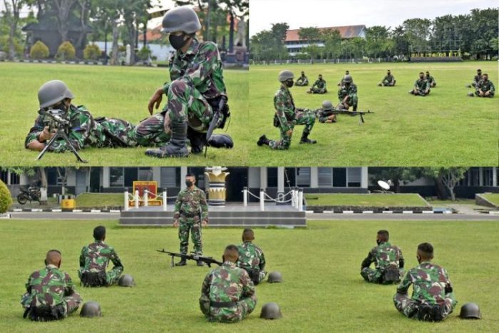 Latihan menembak berlangsung di lapangan apel Yonif 5 Marinir Ujung, Semampir, Surabaya | Foto: Dispen Kormar | Dispen Kormar