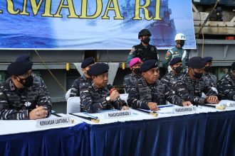 Konferensi pers di Dermaga BICT Belawan, Jumat (6/5/2022) | dok/photo: Dispenal