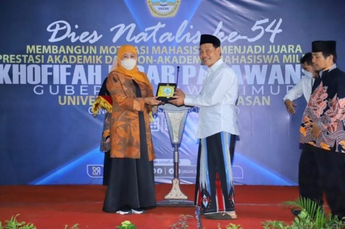 Gubernur Jatim Khofifah Indar Parawansa saat peringatan Dies Natalis ke 54 di UNZAH Probolinggo, Senin (6/6/2022) | dok/photo: Pemprov Jatim