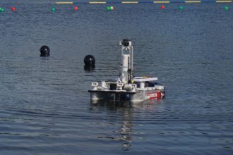 Kapal Nala Theseus rancangan Tim Barunastra ITS saat berlaga di International Roboboat Competition (IRC) 2022 yang digelar di Florida, Amerika Serikat | dok/photo: Humas ITS