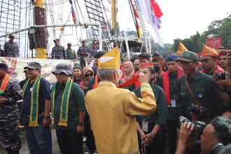 Laskar Rempah saat tiba di Banda Neira, Maluku Tengah | dok/photo: Humas Kemendikbudristek