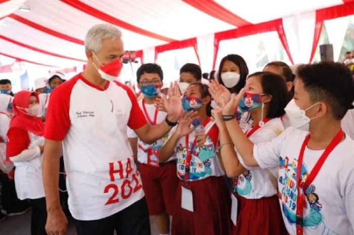 Gubernur Jateng, Ganjar Pranowo saat menghadiri acara peringatan Hari Anak Nasional (HAN) 2022 di Kebun Raya Bogor, Sabtu (23/7/2022) | dok/photo: Ist