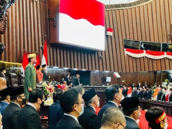 Presiden Jokowi menggunakan Baju Paksian (hijau) asal Provinsi Bangka Belitung dalam Sidang Tahunan | dok/photo: BPMI Setpres