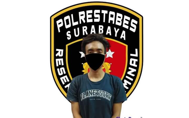 Pelaku pencurian motor berinisial MR (23) saat diamankan di Mapolrestabes Surabaya | dok/photo: Istimewa