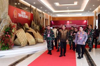 Presiden Joko Widodo saat menghadiri Rapat Pimpinan (Rapim) TNI dan Polri Tahun 2023 di Jakarta, Rabu (8/2/2023) | dok/foto: BPMI Setpres