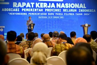 Presiden Joko Widodo saat membuka Rakernas APPSI 2023 di Kota Balikpapan, Kalimantan Timur, Kamis, 23 Februari 2023 | dok/foto: BPMI Setpres
