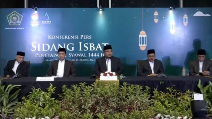 Konferensi pers sidang isbat penetapan 1 Syawal 1444 H | Tangkapan layar Yt/Kemenag