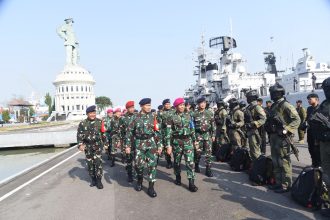 Apel gelar pasukan dan material menjelang puncak Latihan Armada Jaya XLI TA 2023, Selasa (27/6/2023) | dok/foto: Dispen Koarmada II