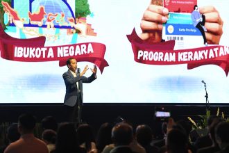 Presiden Joko Widodo menyampaikan sambutan saat meluncurkan RPJPN 2025-2045 di Djakarta Theater, Jakarta, Kamis, 15 Juni 2023 | dok/foto: BPMI Setpres