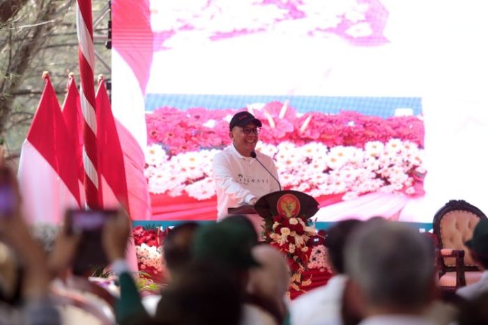 Kepala (BRIN) Laksana Tri Handoko saat menyampaikan sambutan pada peresmian Kebun Raya Mangrove Surabaya, Rabu 26 Juli 2023 | Istimewa