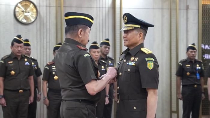 Prosesi pelantikan Jaksa Agung Muda Pidana Militer (Jampidmil) di Jakarta, Rabu (12/7/2023).