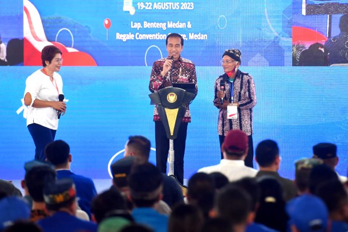 Presiden Jokowi saat menghadiri Pengukuhan Kepengurusan DPP dan Peresmian Pembukaan Rakernas GAMKI Tahun 2023, di Lapangan Banteng, Medan, Sumut, Sabtu, 19 Agustus 2023 | Kredit Foto: BPMI Setpres