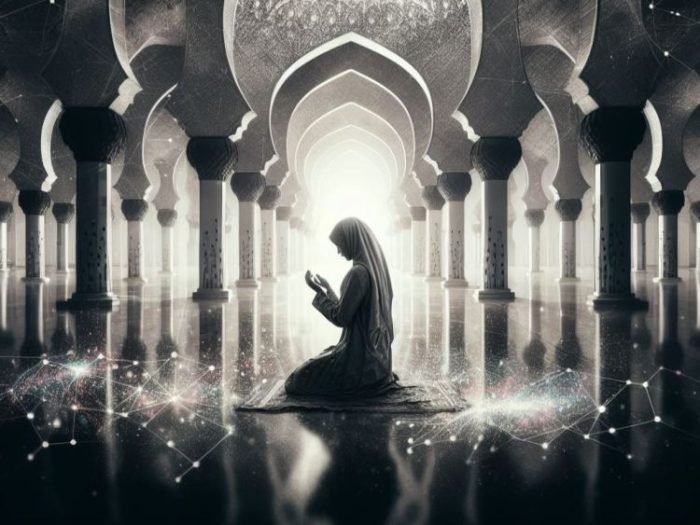 Ilustrasi: Seorang perempuan muslim tengah berdoa di dalam masjid | Kredit: Bicaraindonesia.id