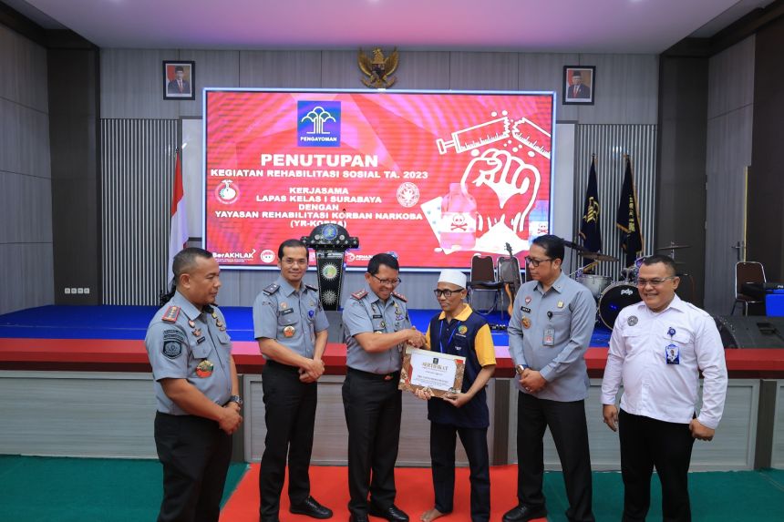 Penutupan Program Rehabilitasi Sosial bagi warga binaan pemasyarakatan di Lapas I Surabaya, Selasa, 7 November 2023 | dok/foto: Humas Kemenkumham Jatim