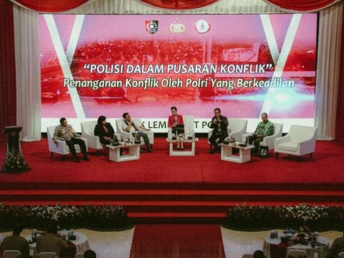 Seminar bertema ‘Polri dalam Pusaran Konflik-Penanganan Konflik Sosial oleh Polri yang Berkeadilan‘ di Auditorium STIK Lemdiklat Polri Jakarta, Rabu (8/11/2023) | dok/foto: Humas Polri