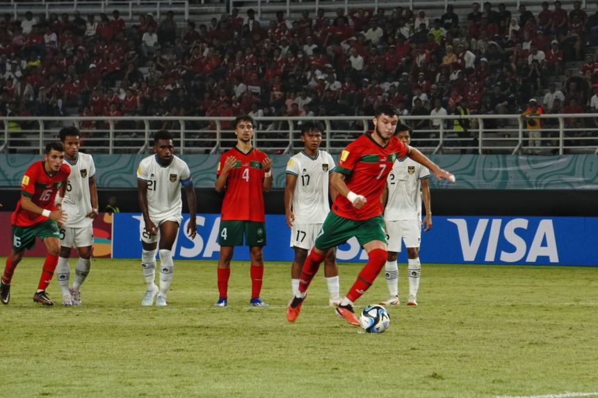 Gol pertama Timnas Maroko U17 dari titik penalti | dok/foto: Dimas AP/Bicaraindonesia.id