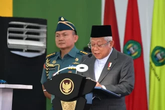 Wapres RI, K.H. Ma’ruf Amin saat memberikan keterangan pers usai memberikan Orasi Ilmiah di Universitas Islam Nusantara (UNINUS), Kota Bandung, Kamis (16/11/2023) | dok/foto: BPMI Setwapres
