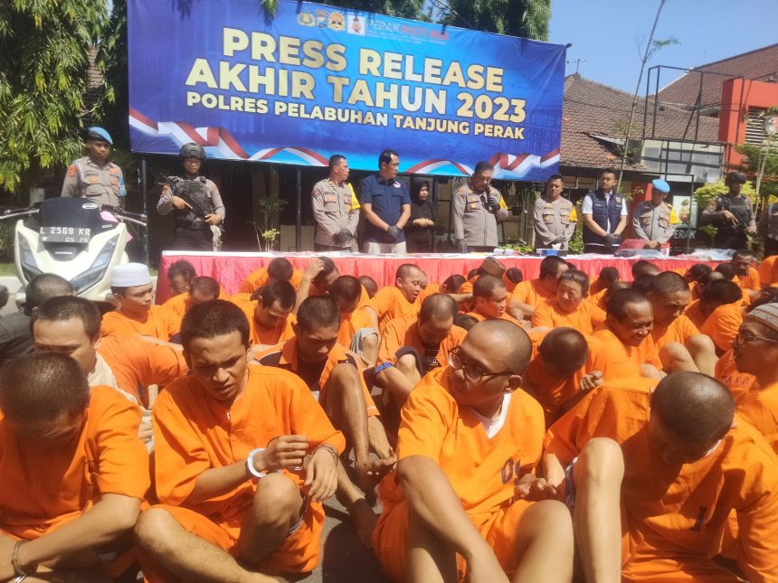 Ungkap kasus Polres Pelabuhan Tanjung Perak Surabaya, selama tahun 2023 | dok/foto: Ist/JK