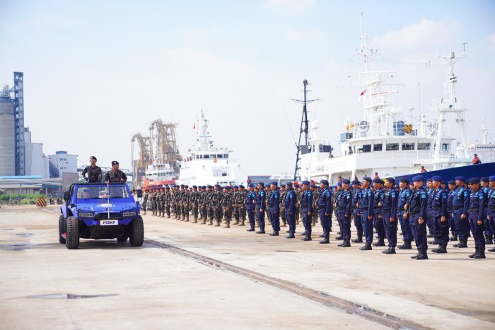 Apel Siaga Korps Pengawasan Kelautan dan Perikanan Ditjen PSDKP KKP Tahun 2024 di Dermaga Eks Presiden, Tanjung Priok, Jakarta, Kamis (2/2/2024) | dok/foto: Hum/PSDKP