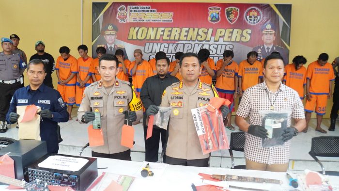 Konferensi pers ungkap kasus 3C yang digelar di Mapolresta Sidoarjo, Kamis (8/2/2024) | dok/foto: Hum/Resta