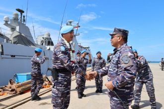 KRI Frans Kaisiepo-368 saat tiba di Dermaga Batu Ampar, Batam, Kamis (1/2/2024) | dok/foto: Dispen Koarmada II