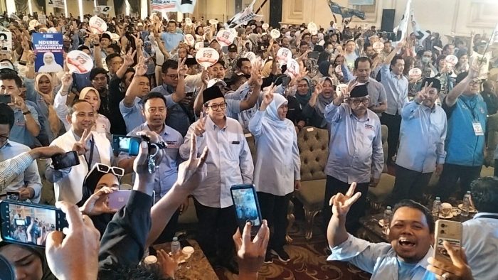 Apel akbar relawan Prabowo-Gibran se-Jawa Timur di Grand Empire Palace Hotel, Surabaya, Sabtu 3 Februari 2024 | dok/foto: T1/Istimewa