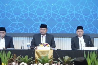 Menteri Agama Yaqut Cholil Qoumas dalam konferensi pers usai Sidang Isbat Penetapan 1 Ramadan 1445 H di Kantor Kementerian Agama, Jakarta, Minggu (10/3/2024) | dok/foto: Kemenag