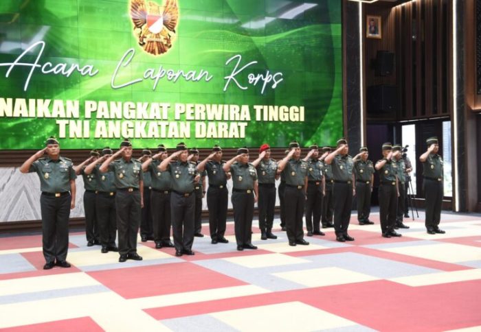 Upacara laporan kenaikan pangkat Perwira Tinggi (Pati) TNI AD di Markas Besar Angkatan Darat (Mabesad), Jakarta, Rabu (27/3/2024) | dok/foto: Dispenad