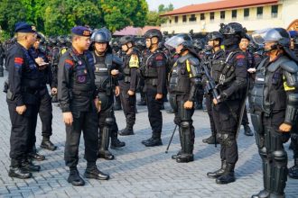 Korbrimob Polri melaksanakan apel gelar pasukan pengamanan WWF ke-10 di Lapangan Mako Brimob Kelapa dua, Cimanggis, Kota Depok | dok/foto: Polri