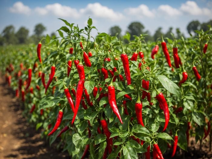 Ilustrasi lahan pertanian cabai merah | source: vecteezy
