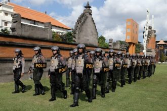 Personel kepolisian mulai melakukan pengamanan sebelum pelaksanaan World Water Forum ke-10 pada 18-25 Mei 2024 di Nusa Dua, Bali | dok/foto: Istimewa