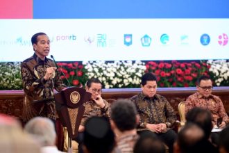 Presiden Joko Widodo saat peluncuran GovTech Indonesia dalam acara SPBE Summit 2024 di Istana Negara, Jakarta, pada Senin, 27 Mei 2024 | dok/foto: BPMI Setpres