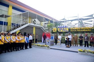 Peresmian Sistem Pengelolaan Air Limbah Domestik Terpadu (SPALDT) Bambu Kuning di Kota Pekanbaru, Riau, Jumat (31/5/2024) | dok/foto: BPMI Setpres