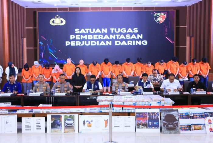 Konferensi pers ungkap kasus judi online atau daring di Mabes Polri, Jakarta Selatan, Jumat (21/6/2024) | Foto: dok. Polri