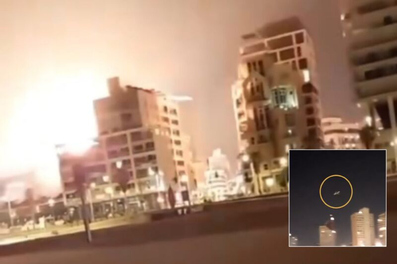 Tangkapan layar saat drone houthi menghantam Tel Aviv | Sc: Instagram @israelmfa