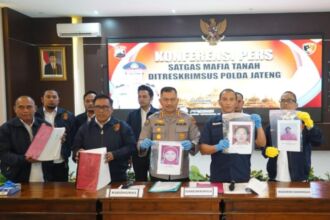 Konferensi pers ungkap kasus mafia tanah di Mako Ditreskrimsus Polda Jateng, Kota Semarang, Senin (29/7/2024) | Foto: dok. Hum/Polda