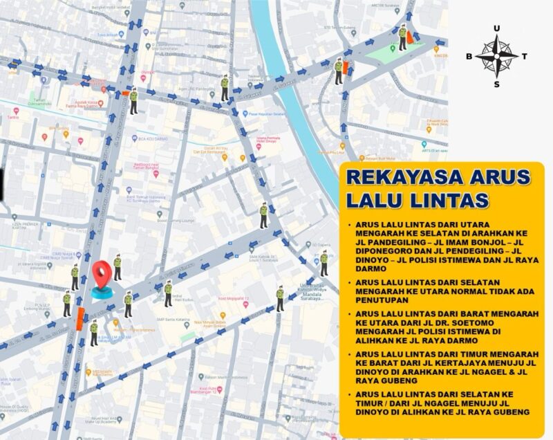 Rekayasa lalu lintas peringatan Hari Juang Polri di Kota Surabaya, Jawa Timur, Rabu (21/8/2024) | dok. Polrestabes Surabaya