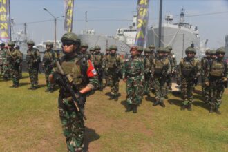 Pembukaan Latihan Glagaspur Cantoka Sena Yudha Jalakaca Tahun 2024 di Lapangan Apel Mako Satkopaska Koarmada II Ujung Surabaya, Jum’at (23/8/2024) | Foto: Dispen Koarmada II