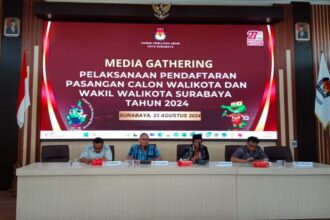 Media Gathering pelaksanaan pendaftaran pasangan Calon Wali Kota dan Wali Kota Surabaya 2024 di Kantor KPU Surabaya, Jumat (23/8/2024) | Foto: Dwd/BI