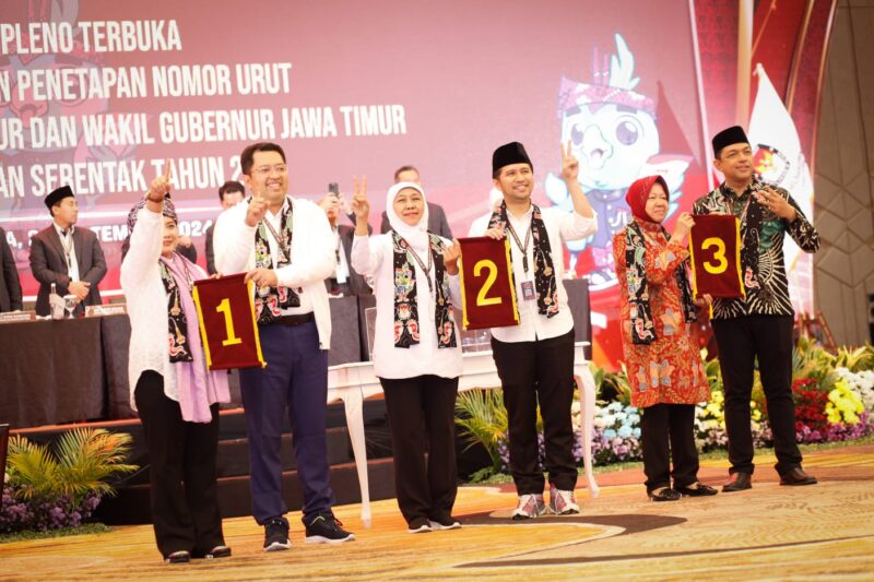 Pasangan calon gubernur dan wakil gubernur Jawa Timur dalam Pilgub Jatim 2024 | Foto: Ariandi K/BI