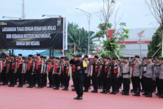 Apel pengecekan personel Operasi Hatra Toba 2024 di Lapangan KS Tubun, Mapolda Sumatra Utara, Selasa 27 Agustus 2024 | Foto: dok. Polda Sumut