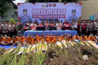 Konferensi pers hasil Operasi Tumpas Narkoba Semeru 2024 di Mapolres Lumajang, Senin (30/9/2024) | Foto: dok. Hum/Res Lumajang