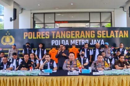 Konferensi pers ungkap kasus peredaran narkotika yang digelar di Mapolres Tangerang Selatan, Selasa (19/11/2024) | Foto: Hum Res Tangsel