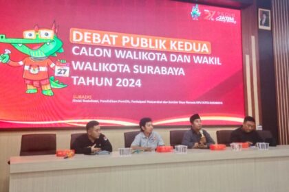 Media gathering terkait persiapan debat publik kedua Pilkada Surabaya 2024 yang berlangsung di Kota Surabaya, Rabu (20/11/2024) | Foto: Dewid/BI