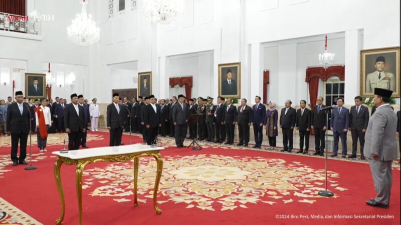 Pengucapan sumpah/janji pimpinan dan Dewas KPK RI 2024-2029 di Istana Negara, Jakarta, Senin (16/12/2024) | Sumber Foto: Yt/BPMI Setpres