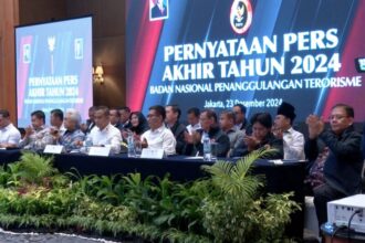 Konferensi pers Akhir Tahun 2024, Badan Nasional Penanggulangan Terorisme (BNPT) di Jakarta, Senin (23/12/2024) | Sumber Foto: Yt/BNPT RI