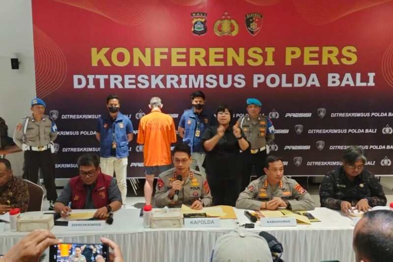 Konferensi pers ungkap kasus tindak pidana alih fungsi lahan pertanian yang berlangsung di Loby Ditreskrimsus Polda Bali, Jumat, (24/1/2025) | Sumber Foto: dok. Hum Polda Bali