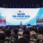 Presiden Prabowo Subianto pada Rapim TNI-Polri Tahun 2025 yang digelar di The Tribrata, Jakarta, Kamis (30/01/2025) | Foto: Tim Media Presiden