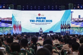 Presiden Prabowo Subianto pada Rapim TNI-Polri Tahun 2025 yang digelar di The Tribrata, Jakarta, Kamis (30/01/2025) | Foto: Tim Media Presiden