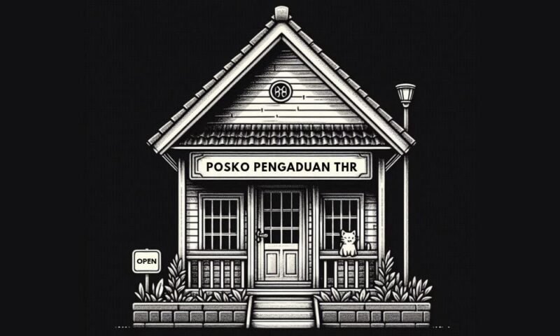 Ilustrasi posko pengaduan Tunjangan Hari Raya (THR) 2025 di Kota Surabaya | Foto: Pow-AI /Bicara Indonesia